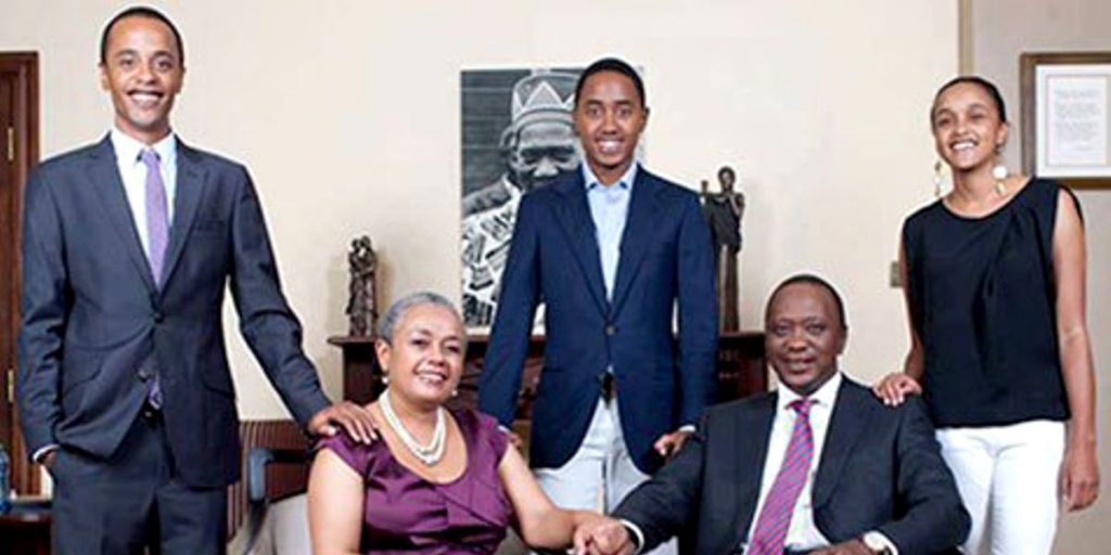 President Uhuru Muigai Kenyatta, His wife Margaret Kenyatta, and their three children SRC: @Hivisasa