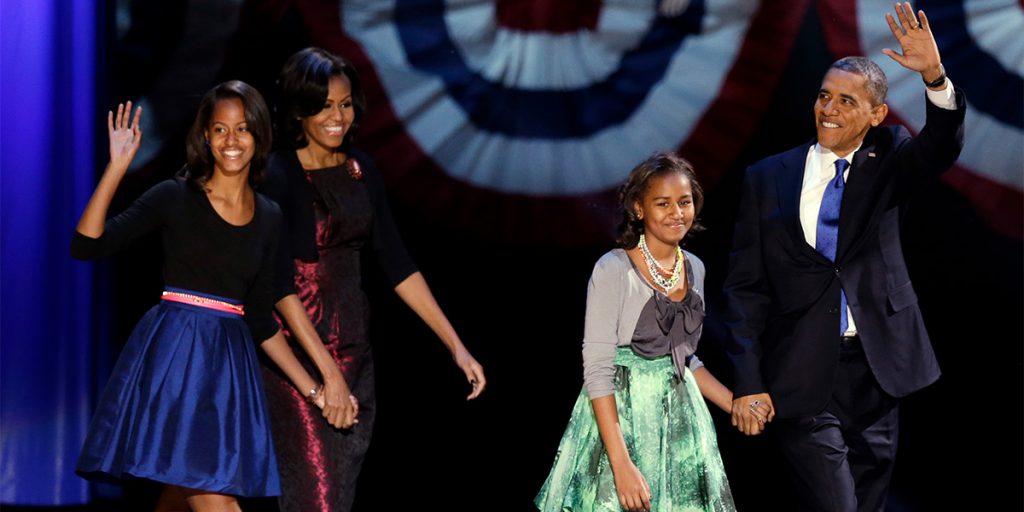 Barack and his family after the presidential re-election SRC:  @MSNBC News