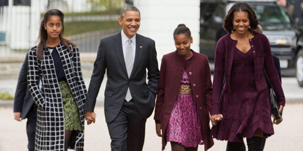 Obama, his wife Michelle, and their two daughters; Malia Obama and Sasha Obama SRC: @Oneindia