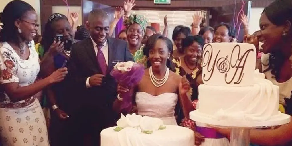 The news anchor with her husband and other invited guests during the wedding SRC: @KahawaTungu