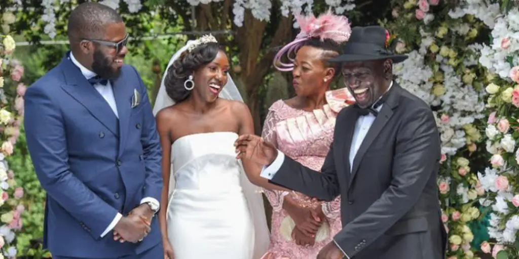 Ruto, his wife, their daughter and their son-in-law during the wedding SRC: @The Star 