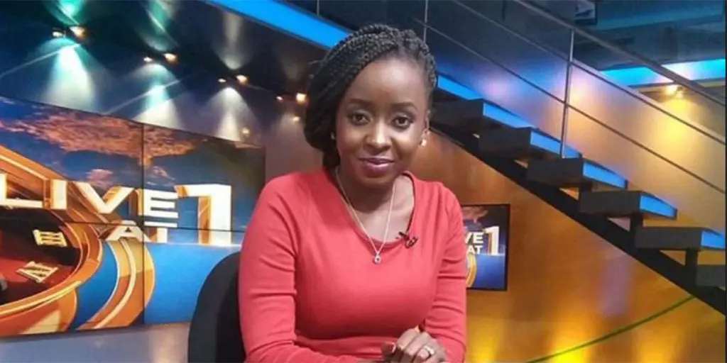 The celebrated news anchor while airing news in one of the TV stations SRC: @Kenya Today