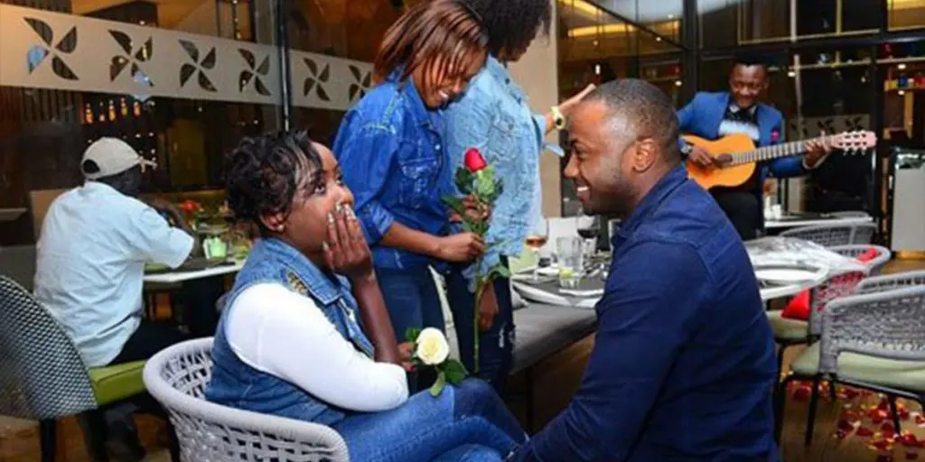 Jowi proposing to her then girlfriend, Jackie Maribe SRC: @Nairobi News - Nation