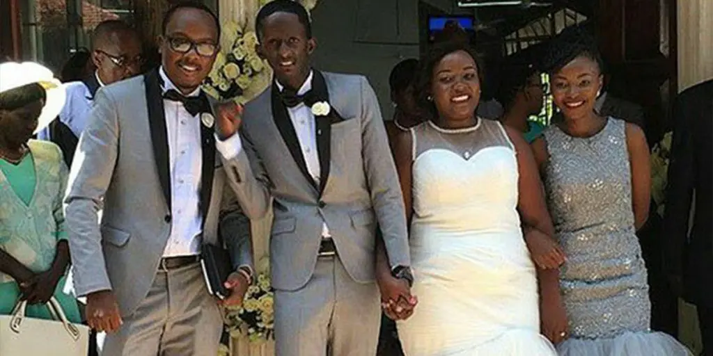 Njugush with the love of his life and their friends during the wedding SRC: @Nairobi News - Nation