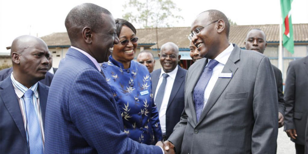 Muhoho shaking hands with Dr. William Ruto SRC: @The Standard
