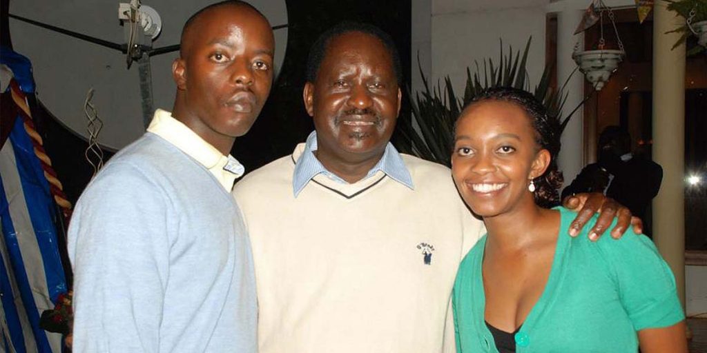 The ODM political leader with his son Raila Junior and his wife SRC: @Nairobi News