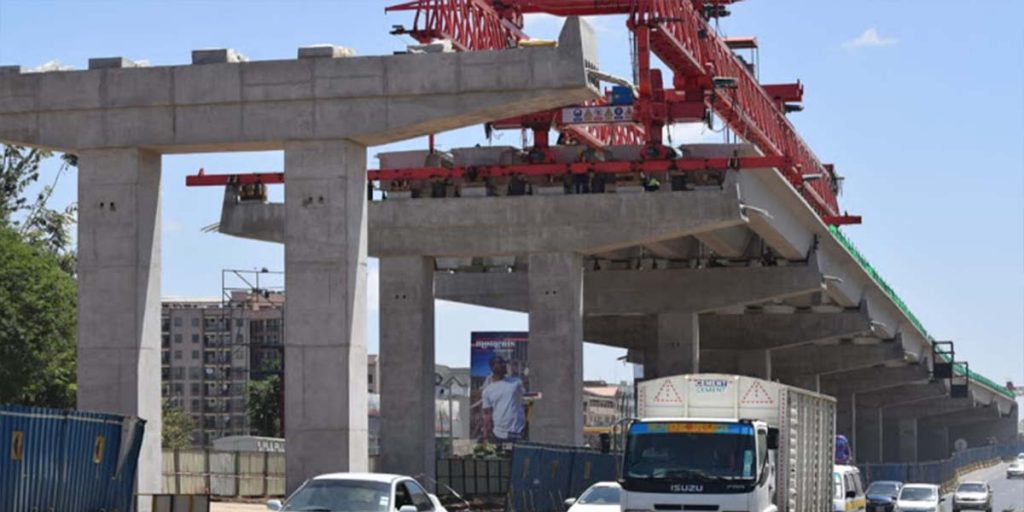 The ongoing construction Expressway in Nairobi SRC: @Kenya News Agency