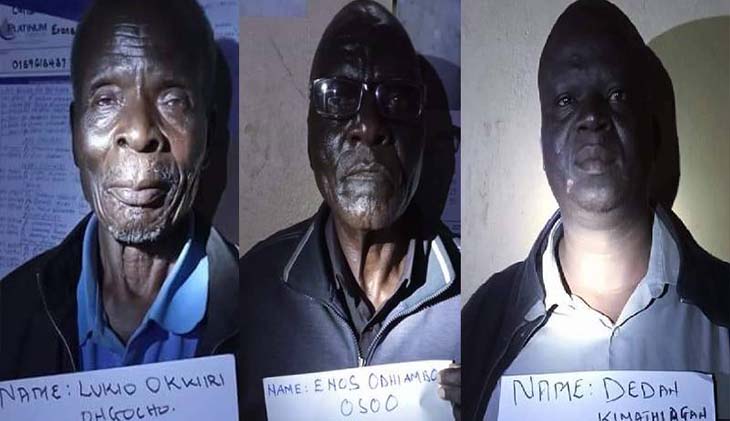 The three men who whipped Mama Kwamboka SRC: @Standardmedia.co.ke