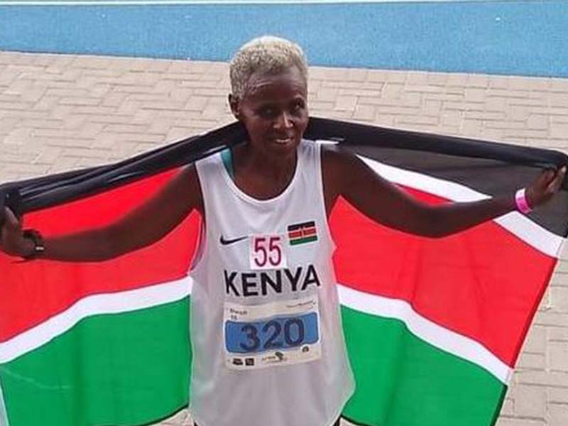 Read more about the article Priscilla Biwott, 58, wins the gold medal in the 5,000M Africa Masters Athletics Championships