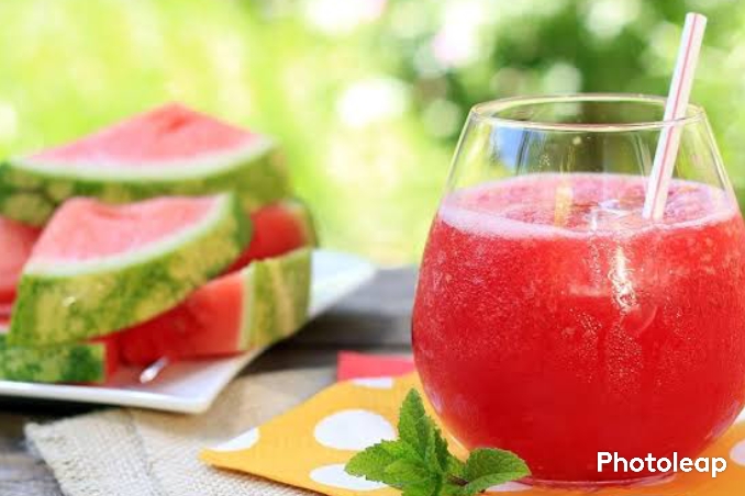 Watermelon slices and a glass of juice SRC: @facebook